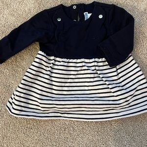 Jacadi 9 month navy and white striped dress